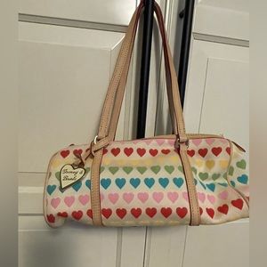 Vintage Dooney & Bourke Satchel with Multiple Color Hearts on Exterior
